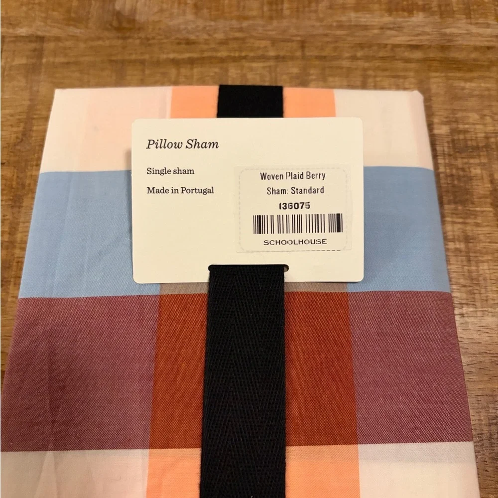 NEW Schoolhouse Woven Plaid Berry Standard Pillow Sham